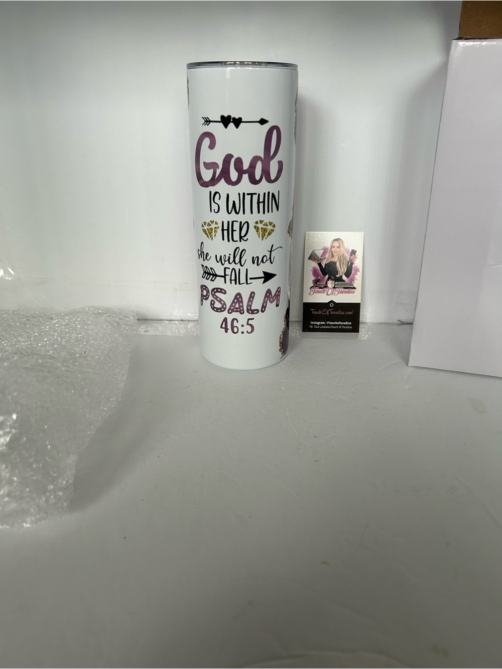 God Is Within Her Psalm 46:5 20oz Tumbler Lid Straw NEW